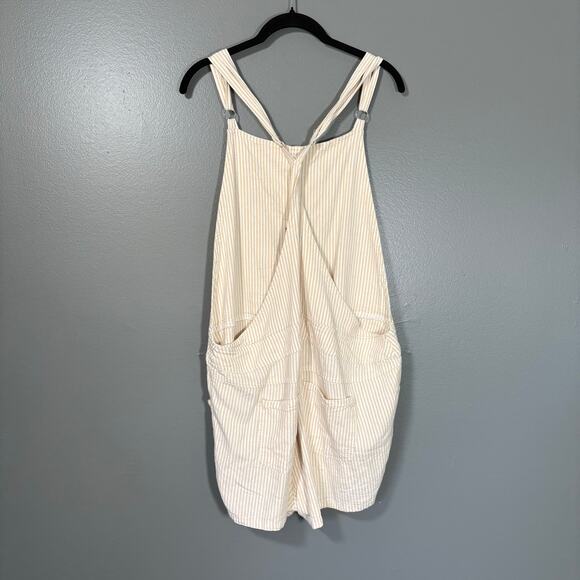 Torrid White & Peach Striped Linen Blend Shortalls - 1 (1X) - Women's Plus Size - Picture 6 of 6